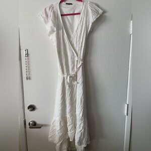 White Wrap Maxi Dress with Tie Waist